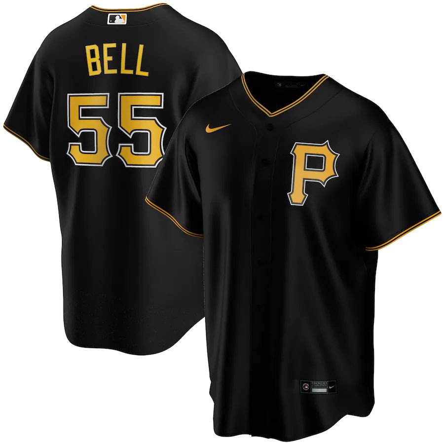 Youth Pittsburgh Pirates 55 Josh Bell Nike Black Alternate Replica Player MLB Jerseys